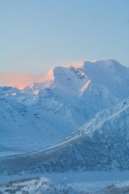 Mt. Blackburn, the Root and Kennicott Glacier, wintertime, sunset, Wrangell-St. Elias National Park, Alaska.
