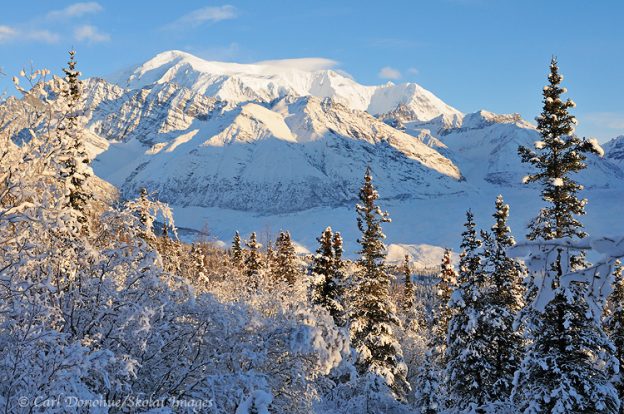 Mt. Blackburn. Winter. Wrangell-St. Elias National Park and Preserve, Wrangell Mountains and the Kuskulana River, Mount Blackburn, near Nugget Creek mine. Winter, Alaska.